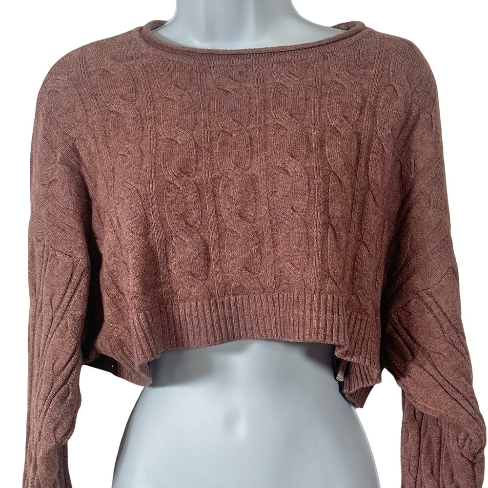 Luna Ivy Anthropologie Brown Cropped Knit Sweater‎ Women's Small / Medium